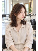 フレイムス ヘアアンドリラックス 大宮東口店(Frames)&nbsp;ミディアムレイヤー20代30代40代前髪あり前髪なし面長丸顔大宮