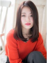 ブルー(BLUE)&nbsp;*CUORE水戸*…ラベージュxかき上げ前髪ナチュラルストレートb