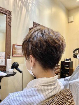 ヘアーリゾート トリップ(Hair Resort Trip) 小顔大人マッシュショートボブゆるふわパーマ透け感ベージュ
