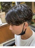 ニュアンスパーマ×センターパート
