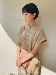 ショートカット　カラー　前髪　ミニボブ/表参道.南青山
