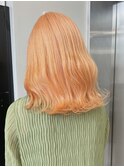 895ブラッドオレンジブロンドヘアバイカラー逆グラデーション