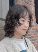 ミディアムパーマくせ毛風パーマボブパーママッシュボブパーマ