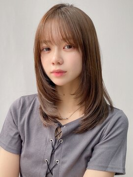 エトラ 渋谷店(etora) 小顔 前髪 ミディアムレイヤーカット ダークアッシュ "