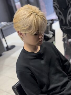 アウル 心斎橋(owl) シースルーマッシュ/ホワイトブロンド/ダブルカラー/メンズ