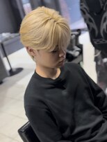 アウル 心斎橋(owl) シースルーマッシュ/ホワイトブロンド/ダブルカラー/メンズ