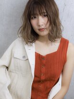 ルノン(LUNON) ミルクティーベージュ×外ハネ波ウェーブ