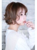 ミルクブラウン/ダークパープル/ナチュラルショート/夏/センター