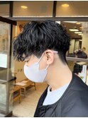 ツーブロックメンズマッシュパーマ/ツイストスパイラル/波巻き