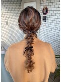 編み下ろし　参列ヘア　ポニーテール