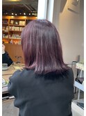 春色ラベンダーブラウン＊外ハネ切りっぱなしミディアムボブ