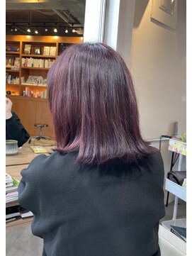 エン(En,) 春色ラベンダーブラウン*外ハネ切りっぱなしミディアムボブ