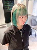 インナーグリーン/インナーカラー/抜きっぱなしブロンド