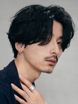 フィフス 渋谷(fifth) 渋谷大人ニュアンスパーマメンズカットセンターパート毛流れ緩め