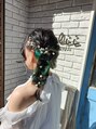 ヘアリゾート アウリィ(hair resort aulii)&nbsp;インナーカラーの緑がとても綺麗☆三つ編みサイドアップ☆