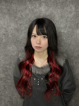 ルフレ 新宿本店2nd(Reflet) 【manabu】プルエクステ×ブラック×インナーレッド