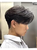 メンズセンターパートウルフセンターパートニュアンスパーマ襟足