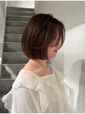 タッセルボブレイヤーボブ顔周りカットヘーゼルブラウン