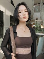 ミンクス渋谷スマートサロン(MINX shibuya smart salon)&nbsp;モードな黒髪レイヤーボブ×ウルフ