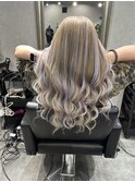 ハイトーンパープルダブルカラーエクステ