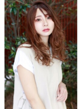 オーバーヘアー 倉敷店(over hair) 【La fith】 オレンジベージュ×セミロングスタイル