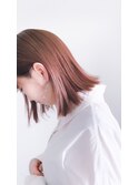 ピンクブラウン 切りっぱなし前下がり 外はね