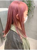 ピンクベージュ、ペールピンク、ブリーチカラー、2回