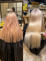 ヘアスペース リズム グリーン(Hair space Rizm green)&nbsp;ホワイトブリーチ縮毛矯正×ハイトーン 20代30代40代50代