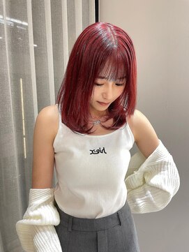 天神美容室 ブリーチ×ワインレッド