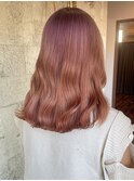 ダブルカラーピンクベージュピンクブラウンカラーレイヤーカット