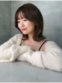 □ 韓国大宮顔周りレイヤーカットくびれミディアム結べるボブ