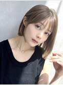 大人可愛いぱっつんボブミルクティーブラウン20代30代40代