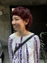 ナループロアオハナ(Nalu pu loa ohana)&nbsp;マレット/ウルフ/ブリーチなし/ボルドーカラー/レイヤーカット