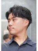 センターパートメンズマッシュパーマニュアンスパーマ刈り上げ