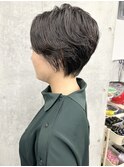 ＊大人女子くせ毛風黒髪ショートボブパーマショート30代40代3