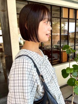 モク 大阪梅田店(MOK) 【暗髪透明感】シンプルボブ