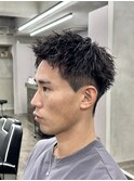 刈り上げアップバングスパイキーショートパーマスパイラルパーマ