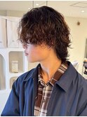 ミディアムパーマ ウルフカット ニュアンスパーマ メンズカット
