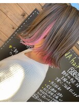 ルーナヘアー(LUNA hair) 『京都ルーナ』インナーカラー ピンク 切りっぱなしボブ