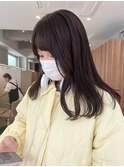 【森千晶】透明感暗髪ラベンダーブラウン/ブリーチなしカラー