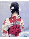 かわいすぎる 浴衣着付け ツインテールアレンジ