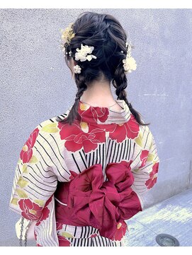 マノハル(MANOHARU) かわいすぎる 浴衣着付け ツインテールアレンジ