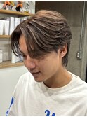 ハイライト白髪ぼかしセンターパート