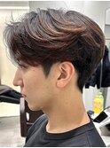 メンズセンターパートウルフセンターパートニュアンスパーマ襟足