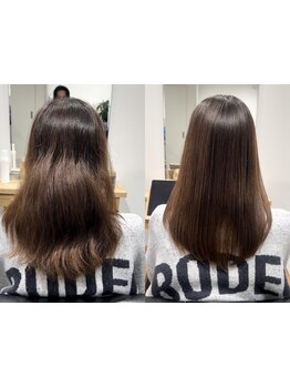 【茅ヶ崎駅南口/半個室】縮毛矯正＆髪質改善メニューで、手触り最高のうるツヤ髪へ。