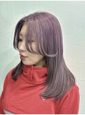 セミロング レイヤーカット ラベンダー 紫 &nbsp;髪質改善　赤坂見附