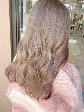 フウ(fuh) インナーピンクカラー／デザインカラー／ピンク／ベージュ／艶髪