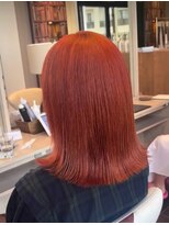 アース 会津若松店(HAIR&MAKE EARTH)&nbsp;暖色オレンジレッドの外ハネミディ