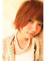 ブーケ(BOUQUET)&nbsp;前下がり・伸ばしかけ・ジグザグバング・オレンジ・ショート