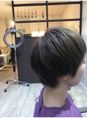 マッシュショート×ブルー系モノトーン【ダブルカラー】